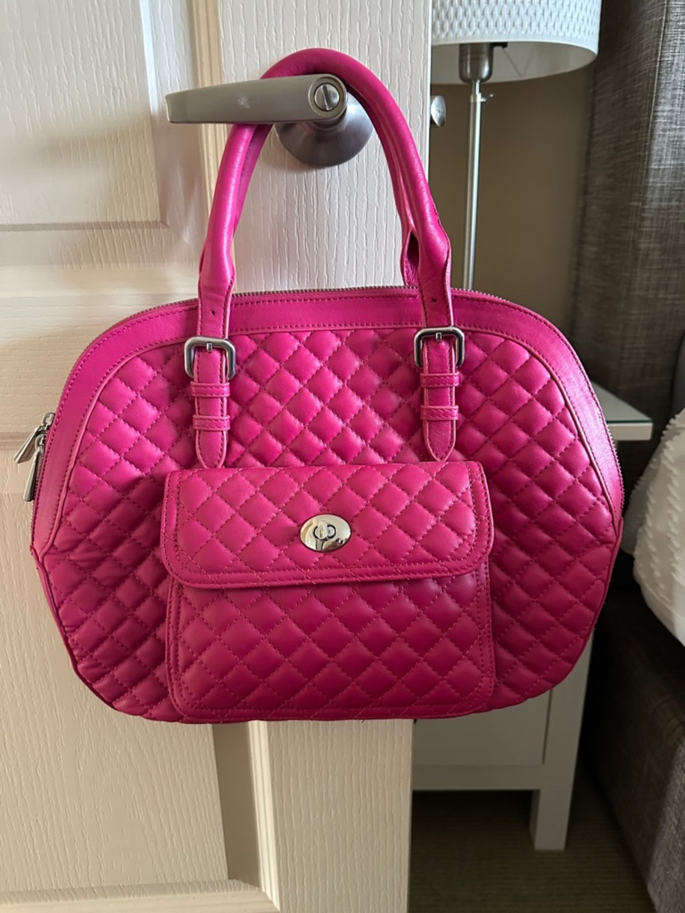Danier Quilted Fuchsia Satchel Tote
